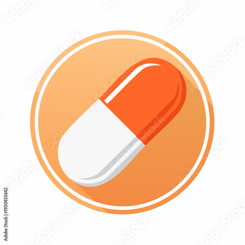 Pill of Remedy: A single capsule, bathed in a warm orange glow, symbolizes health, medicine, and the potential to alleviate suffering.