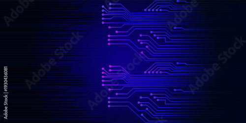 Abstract blue digital circuit board on dark technology background. Abstract circuit connecting lines and points on motherboard. AI innovation concept Future vector illustration. Eps10