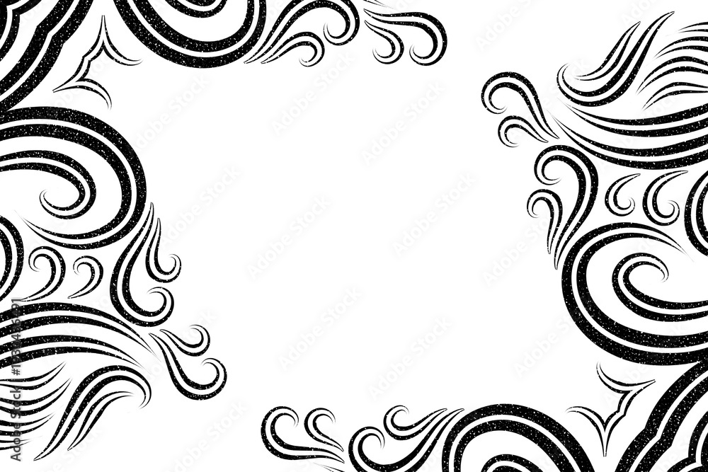 Fototapeta premium black and white classic design background with flower leaf line art pattern of indonesian culture traditional batik