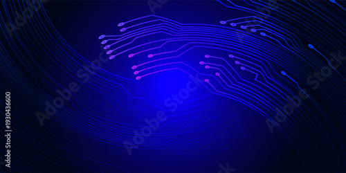 Abstract blue digital circuit board on dark technology background. Abstract circuit connecting lines and points on motherboard. AI innovation concept Future vector illustration. Eps10