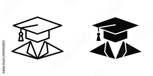 Graduation Cap Diploma Icon Academic Achievement Symbol Commercial Vector