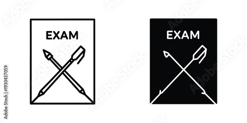 Exam Paper Crossed Pens Assessment Concept