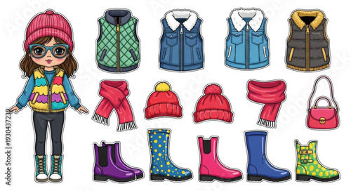 Cartoon Girl Winter Clothing Accessories.