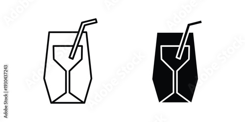 Drink Icon Glass Straw Commercial Style