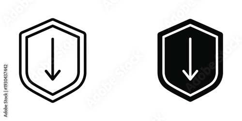 Shield Down Arrow Icon Security Protection