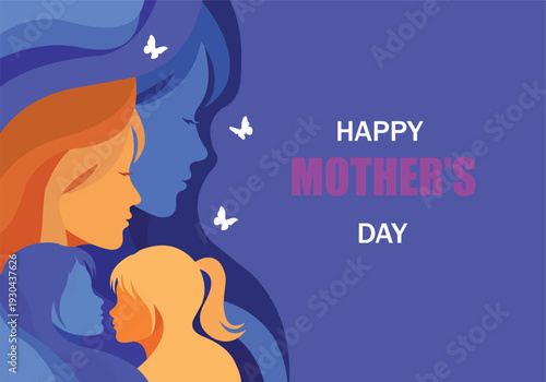 Vector illustration of a beautiful woman face silhouette with stylish hair and floral design in a modern fashion art style