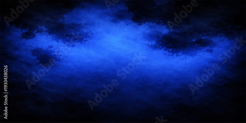 Abstract blue background features a bright sun shining through white clouds in a nature cloudscape with a light texture backdrop