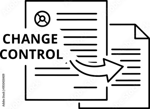 Change Control Document with Arrow Illustration.