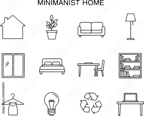 Collection of Minimalist Home Furniture Icons.
