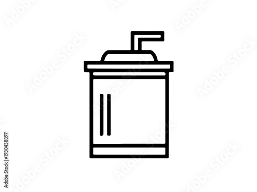 Minimalist Soft Drink Cup with Straw Line Icon