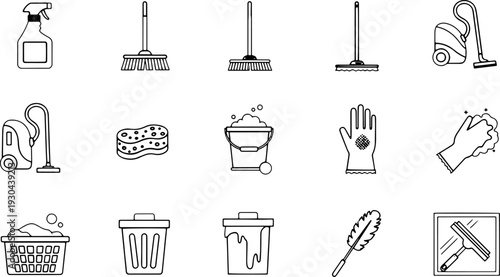 Collection of Simple Cleaning Icons and Symbols.