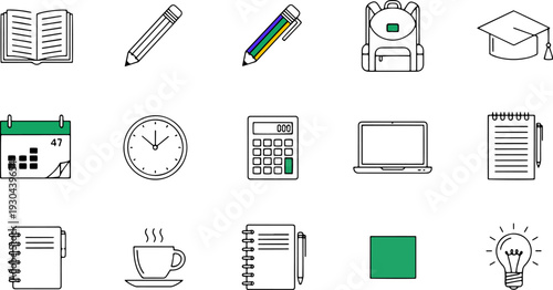 Collection of Simple Office Supply Icons.