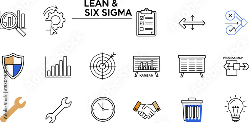 Lean Six Sigma Icons and Symbols.