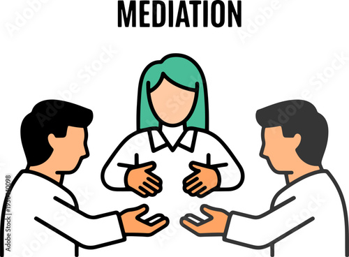 Mediation between two men and a woman.