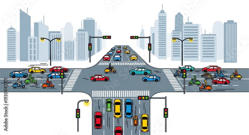 City Highway Traffic Illustration Design.