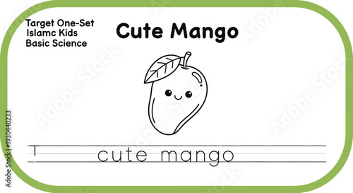 Cute Mango Illustration for Kids Learning Basic Science and Vocabulary