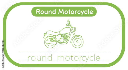 Cute Round Motorcycle Illustration for Kids Learning ABCs and Transportation