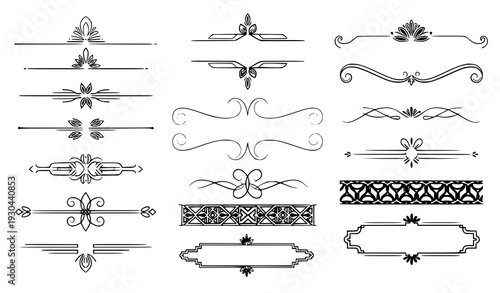 Modern blue ornamental divider vector set for website and typography design