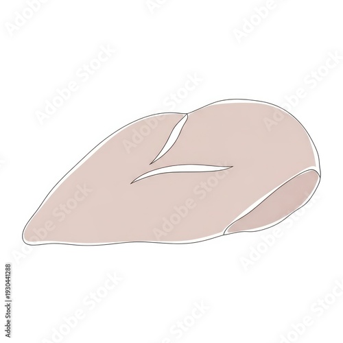 Line drawing of a boneless, skinless raw chicken breast on a plain white background