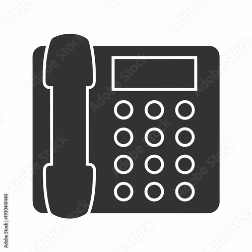 Landline Phone Glyph Icon Vector . Classic Telephone Solid Black Symbol Illustration