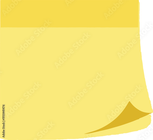 Single bright yellow sticky note features one bottom corner peeling upward.