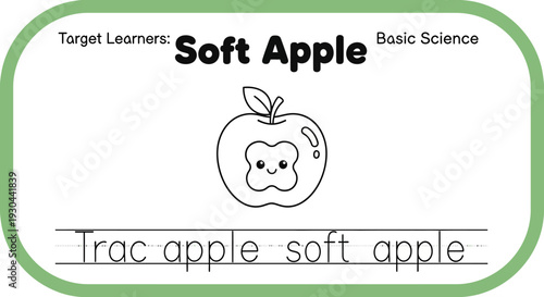 Cute Soft Apple Outline for Kids Learning Tracing and Basic Science Education
