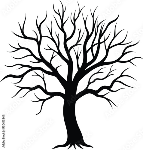 Vector bare tree on a transparent background