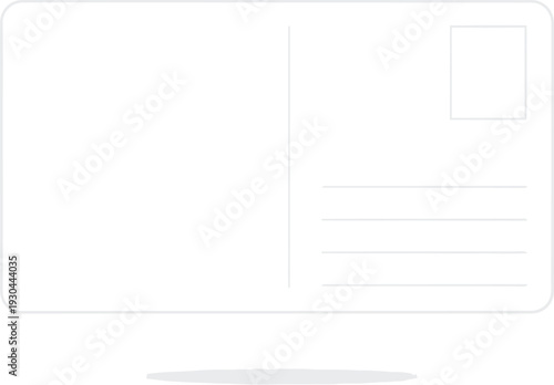 Blank postcard back template shows address lines and a stamp box outline.