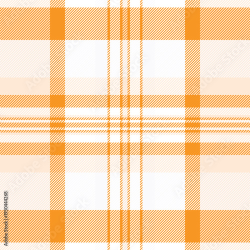Commercial pattern textile texture, teenage check background tartan. Gentleman vector fabric plaid seamless in white and orange colors.