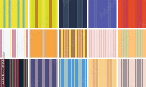 Striped pattern pack tailored for winter styling. Coordinated lines patterns fit scarves, pillows, throws, and warm accessories. Seamless vector repetition aligns perfectly.