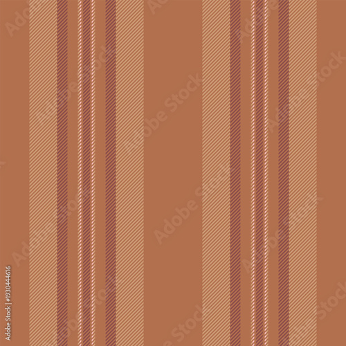 Eablecloth texture stripe fabric, conceptual seamless textile background. List vector lines pattern vertical in orange and red colors.