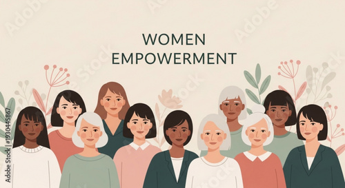 Diverse group of women standing together in solidarity and empowerment