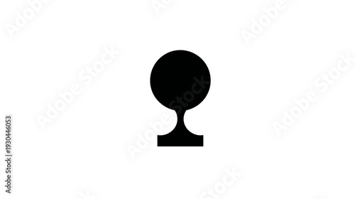 Black graphic of a stylized shape, resembling a goblet or tree, against a white background