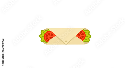 Tortilla wrap with tomato and lettuce vector illustration on white background
