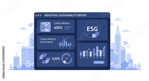 Industrial Sustainability Report with ESG Metrics and Statistics.