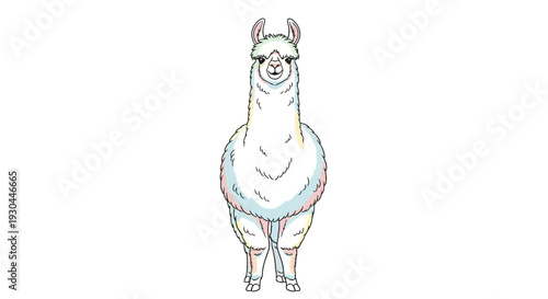 Cartoon Llama Illustration with Sunglasses Standing.