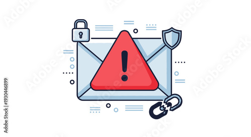 Email Security Warning Alert Notification Icon.