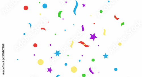 Colorful Confetti Shapes and Streamers Falling.