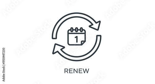 Calendar Renewal Icon with Arrows Symbol.