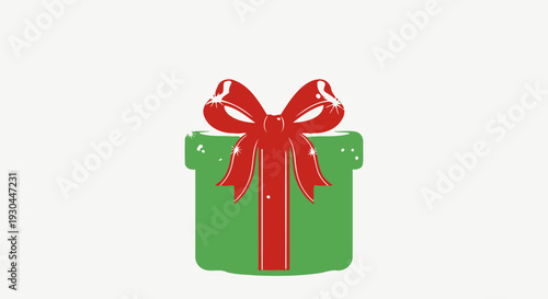 Green Gift Box with Red Ribbon.