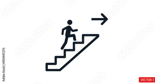 Person Climbing Stairs Upward Direction.