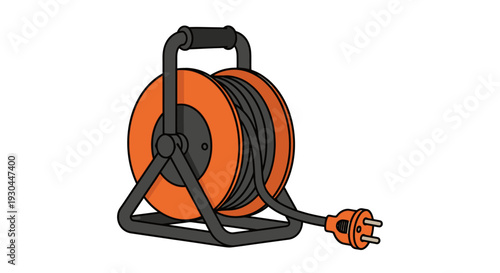 Orange and Black Electric Cable Reel.