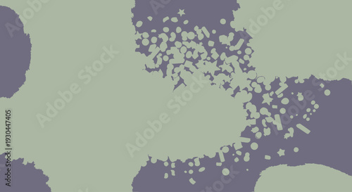 White flowers on dark purple shapes.