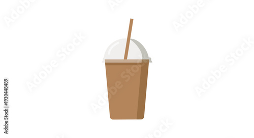 Minimalist Iced Coffee Cup Vector Illustration (Paling Standar)