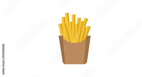 French fries in brown paper bag vector illustration on white background
