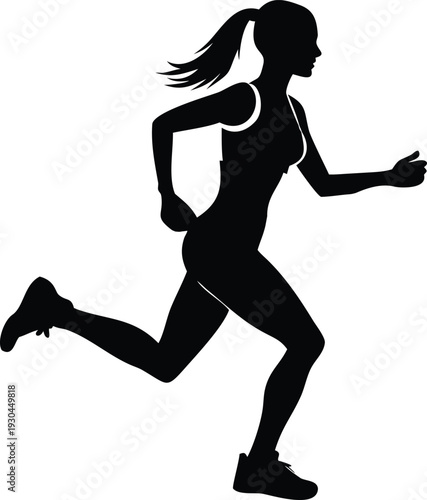 Female athlete in motion with nordic walking poles