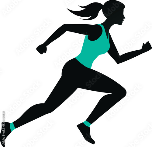 Female runner in motion with dynamic pose