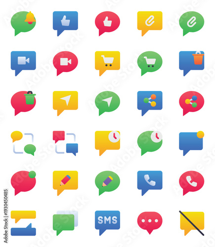 Gradient color icons set for Chat message