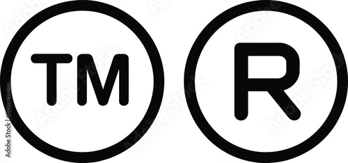 Trademark symbol TM, registered trademark symbol R, intellectual property rights, brand protection, legal logo, copyright mark, business branding, corporate identity
