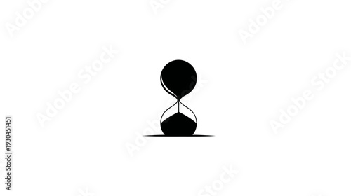 A simple, black hourglass graphic against a white backdrop, symbolizing time